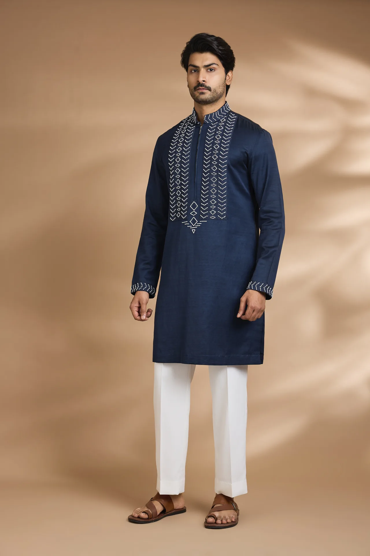 Blue Kurta White Pajama
