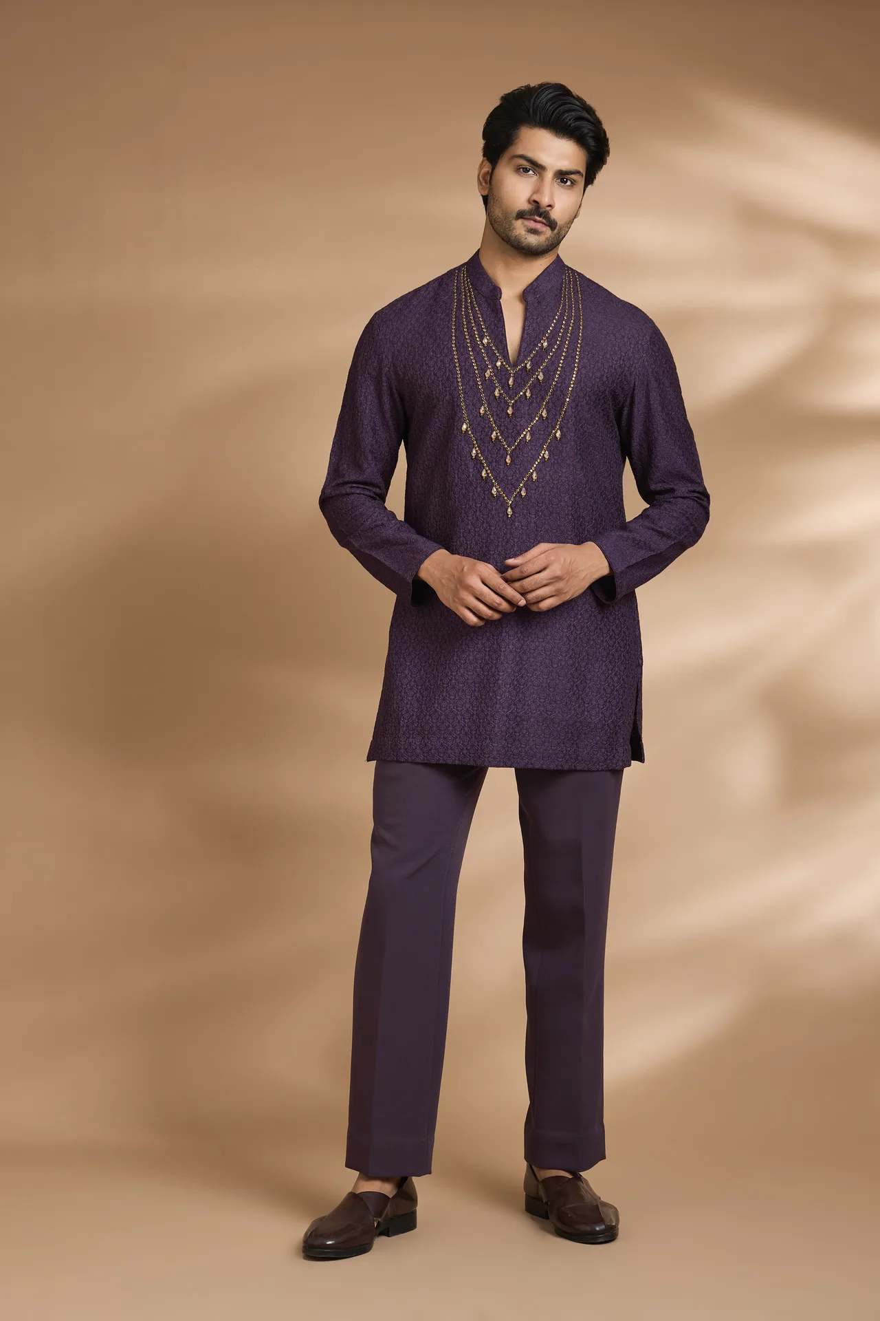 Maroon Kurta with neck design