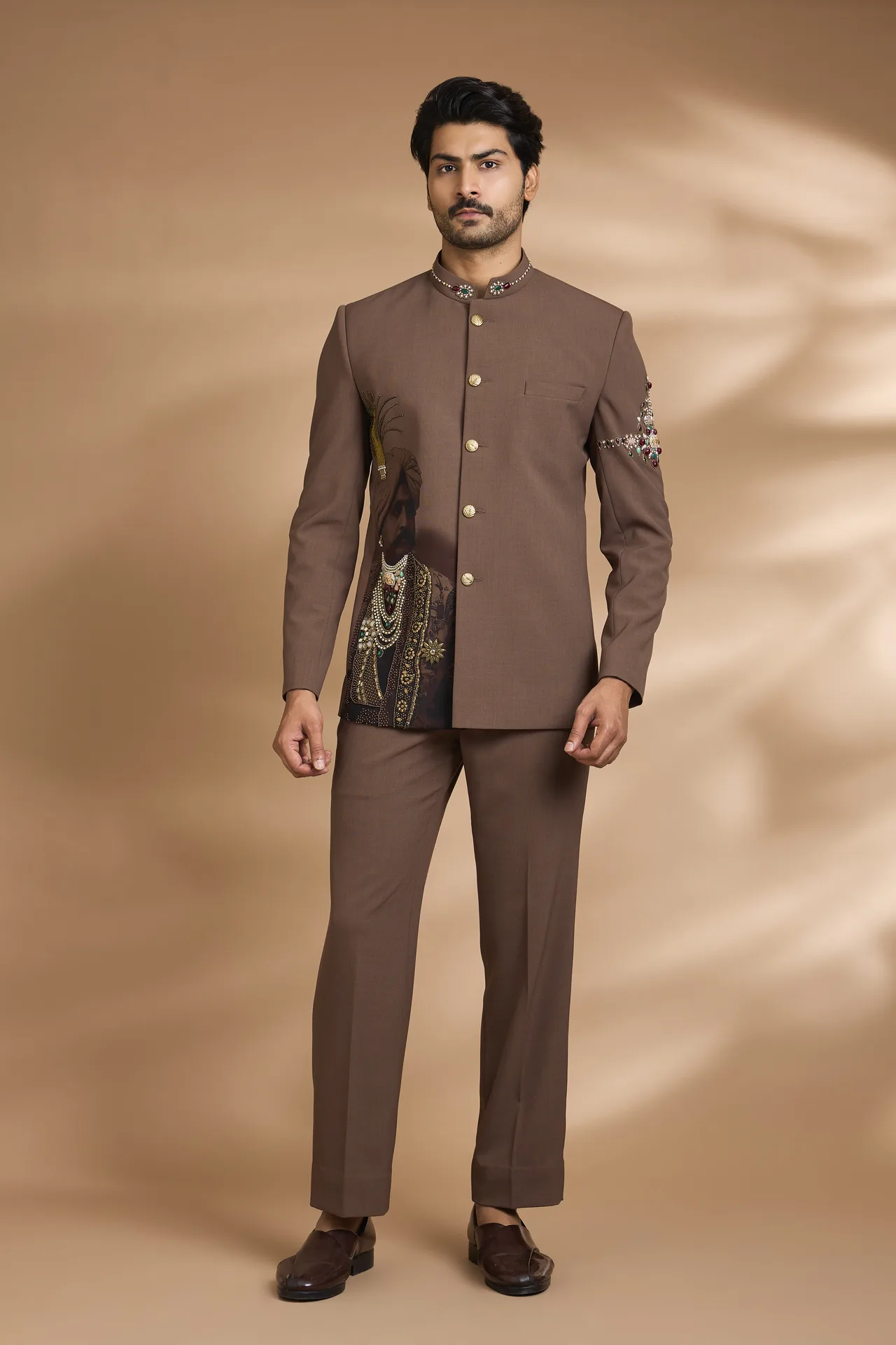 Brown band-gala with print