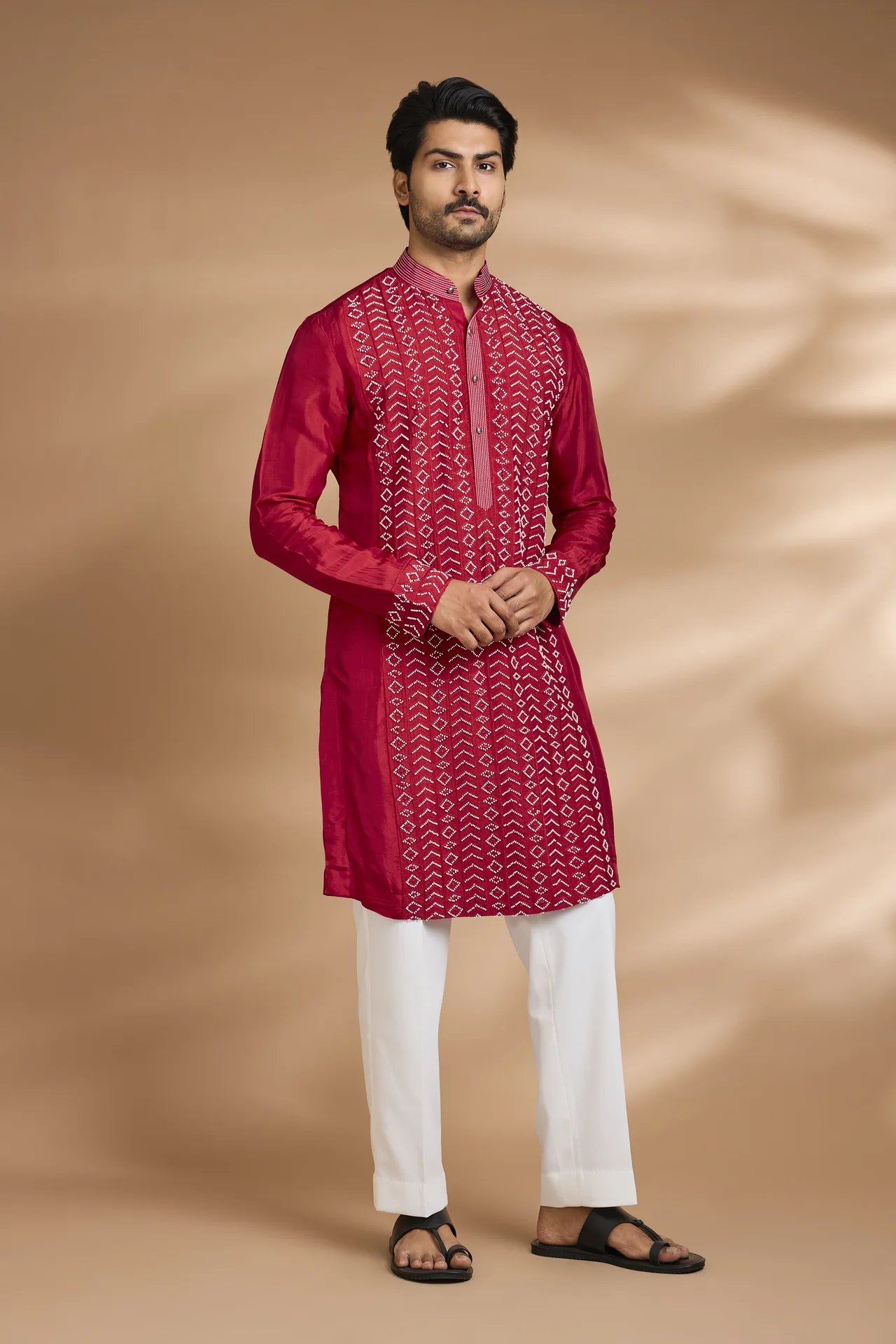 Red Kurta with Embroidery