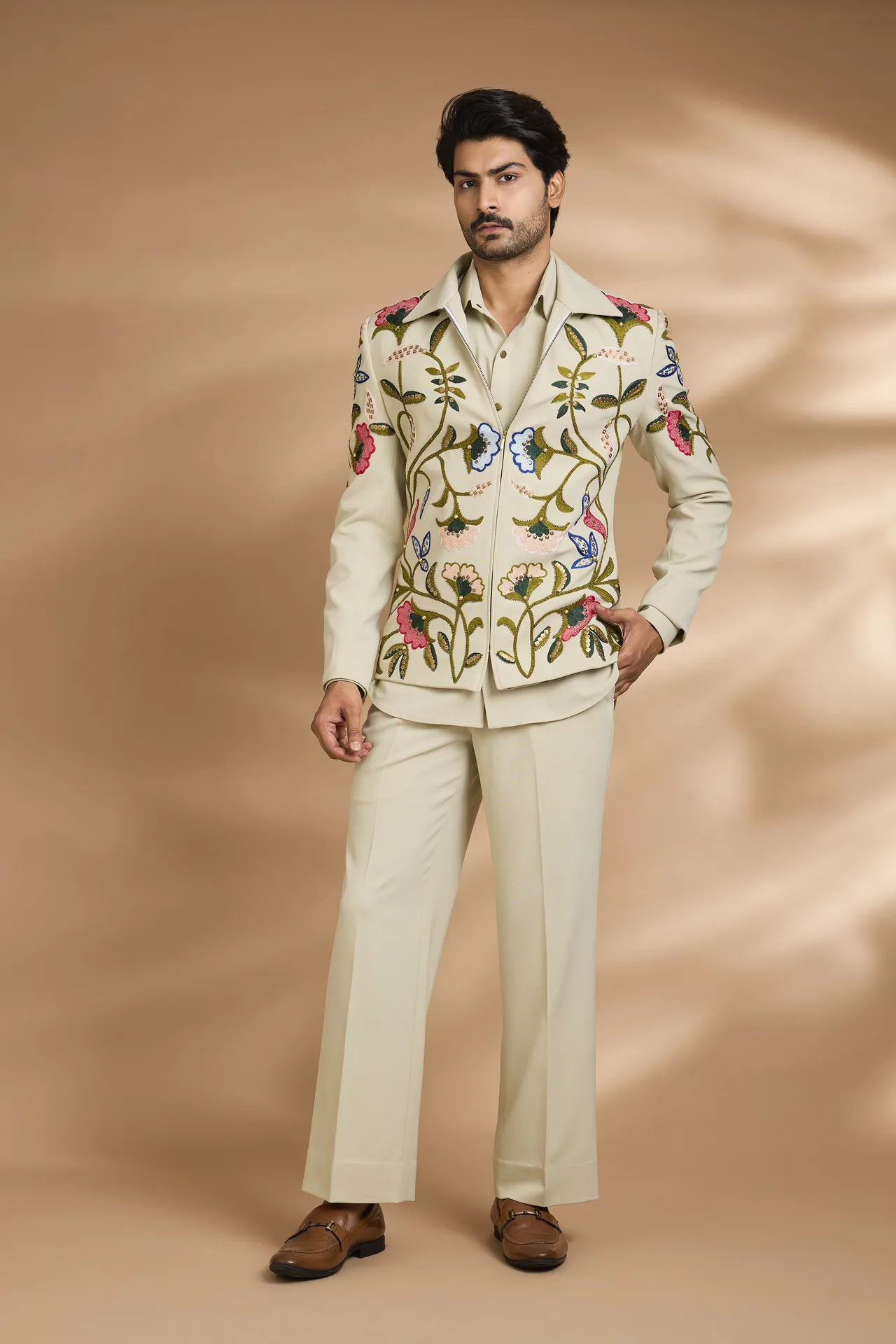 Ivory Floral Jacket Set