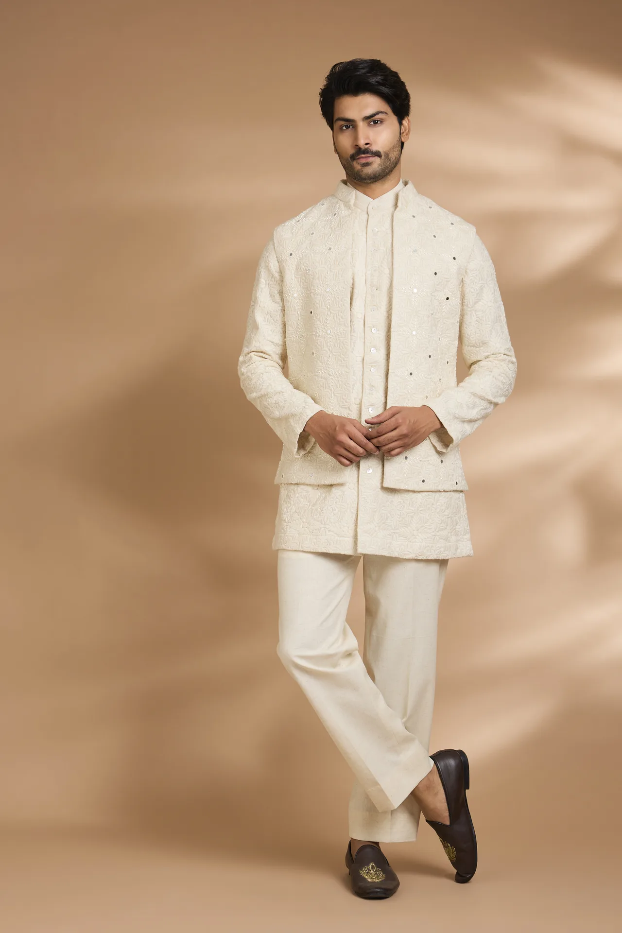 Ivory Open-Jacket Kurta Set
