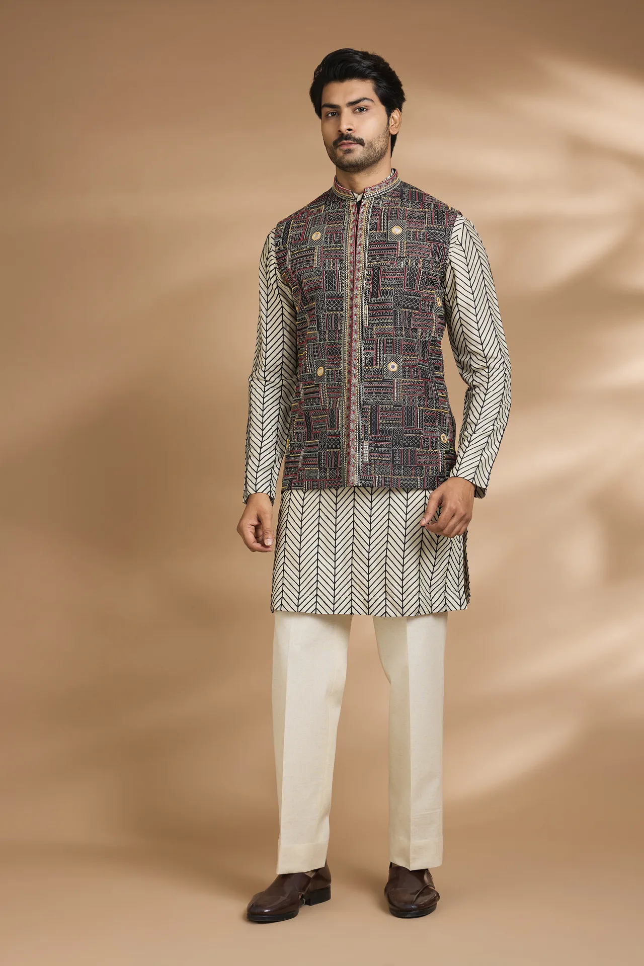 Multi-Colored Waist Coat set
